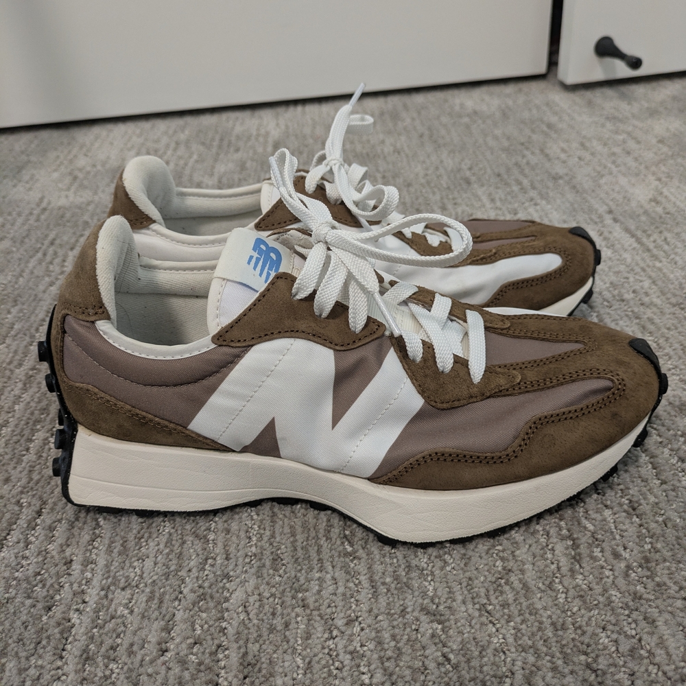 New Balance Brown and White Athletic Shoes